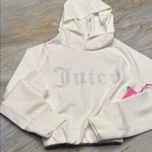 NWT Juicy Couture White Rhinestone Cropped Hoodie Small